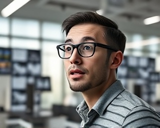 automated lead funnel, inquisitive expression, optimizing processes, photorealistic, modern office with digital interfaces, highly detailed, algorithmic patterns in motion, f/2.0 aperture, monochrome feel, backlit glow, shot with a 40mm lens.